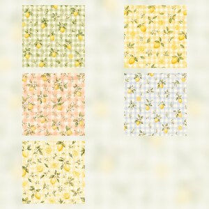 Watercolor Lemon Gingham Digital Paper Pack, Watercolor Citrus Scrapbook Pages (Digital Download) preview 2
