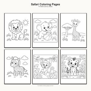 Safari Animals Coloring Pages | Baby Jungle Animals Printable Bundle (Digital Download) preview 3