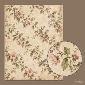 Vintage-Scrapbook-Papiere im Shabby-Chic-Stil mit Blumenmuster | 40 digitale Hintergründe im US-Letter-Format Bild 12