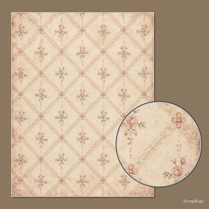 Vintage-Scrapbook-Papiere im Shabby-Chic-Stil mit Blumenmuster | 40 digitale Hintergründe im US-Letter-Format Bild 10