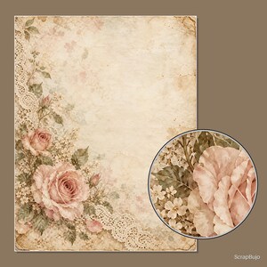 Vintage-Scrapbook-Papiere im Shabby-Chic-Stil mit Blumenmuster | 40 digitale Hintergründe im US-Letter-Format Bild 14