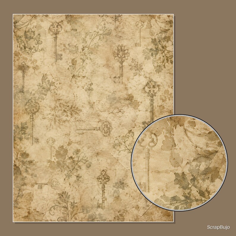 Antique Ephemera Ledger | 40 US Letter Digital Scrapbook Papers image 10