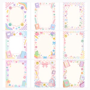 Preppy Pastel School Binder Covers, US Letter JPG, Student Teacher Notebooks preview 2