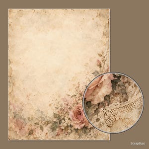 Vintage-Scrapbook-Papiere im Shabby-Chic-Stil mit Blumenmuster | 40 digitale Hintergründe im US-Letter-Format Bild 15