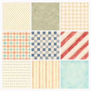 Vintage Road Trip Scrapbook Paper Bundle, USA Americana Watercolor Designs (Digital Download) preview 3