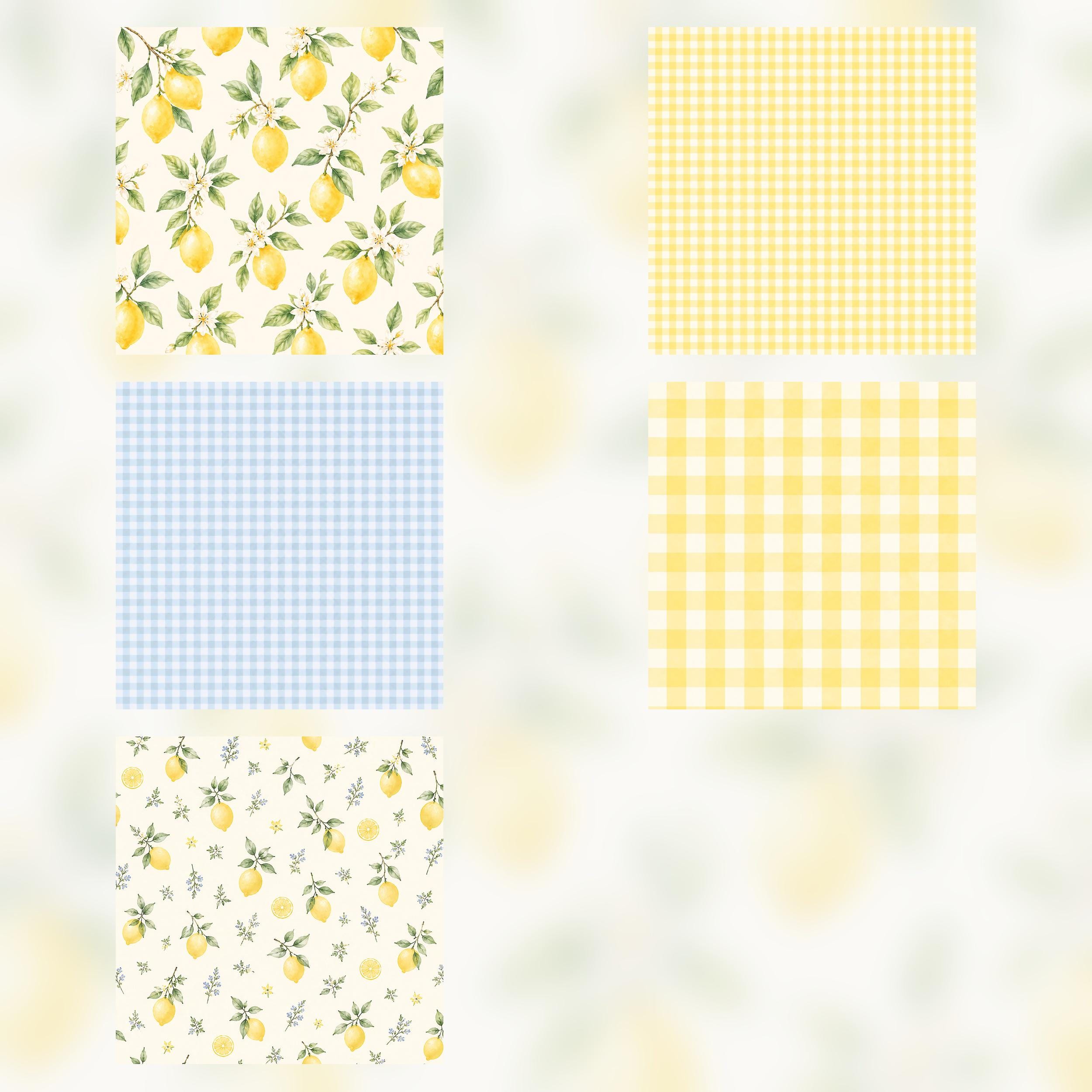 Watercolor Lemon Digital Paper Pack | Summer Citrus Scrapbook Journal Pages (12×12 PDF) paper preview 2