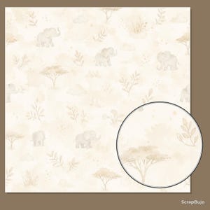 Baby Elephant Safari Watercolor Papers, Nursery Scrapbook Die Cuts (Digital Download) preview 6