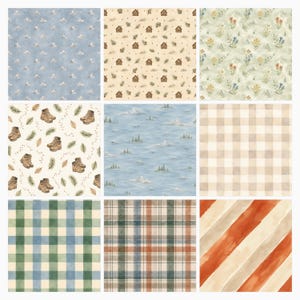 Mountain Vacation Scrapbook Bundle, Watercolor Papers, Cabin Die Cuts (Digital Download) preview 3