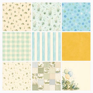 Baby Crocodile Safari Watercolor Papers, Jungle Nursery Scrapbook Die Cuts (Digital Download) preview 3