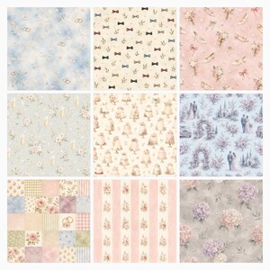 Blush Garden Wedding Digital Scrapbook Papers, Floral Die Cuts, Journal Cards (Digital Download) preview 4