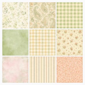 Vintage Sage Garden Digital Paper Pack, Floral Scrapbook, Shabby Chic Backgrounds (Download) preview 6