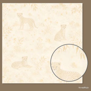 Baby Cheetah Safari Sunset Watercolor Papers, Nursery Scrapbook Bundle (Digital Download) preview 6