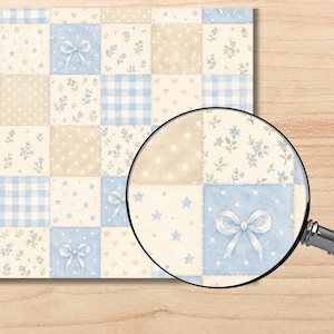 Baby Blue Watercolor Digital Paper Pack, Teddy Bear Bunny Clipart (Digital Download) preview 2
