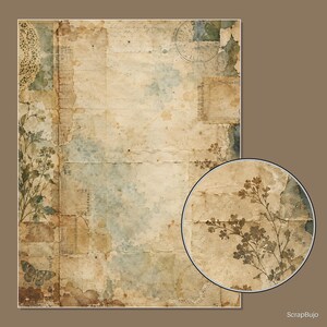 Antique Ephemera Ledger | 40 US Letter Digital Scrapbook Papers image 8