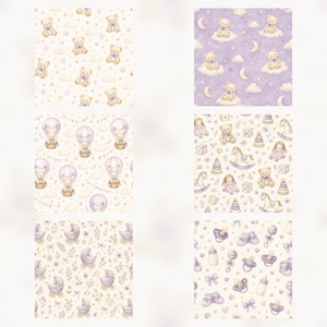 Baby Violet Watercolor Digital Paper Pack, Lavender Nursery Patterns (Digital Download) preview 5