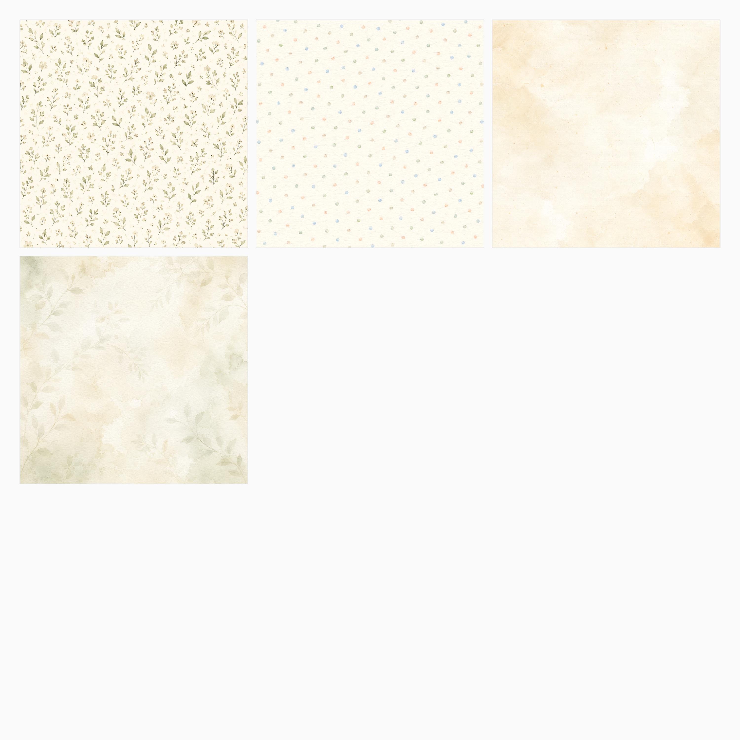 Soft Pastel Watercolor Digital Paper Bundle, 40 Sage Peach Blue Patterns (Digital Download) paper preview 2