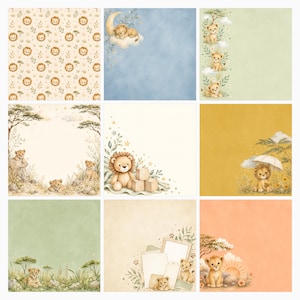 Baby Lion Safari Watercolor Papers and Die Cuts (Digital Download) preview 4
