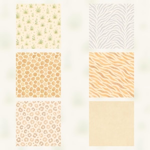Tiny Safari Friends Digital Paper Pack | Baby Animals Watercolor Patterns (Digital Download) preview 3