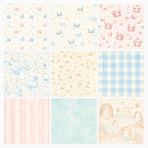 Cancer Baby Nursery Digital Paper Pack, Watercolor Crab Zodiac Sheets (Digital Download) preview 3