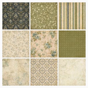 Sage Willow Blue Vine Digital Paper Pack, Vintage Botanical Scrapbook Papers (Digital Download) preview 2
