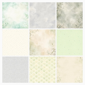 Vintage Sage Garden Digital Paper Pack, Floral Scrapbook, Shabby Chic Backgrounds (Download) preview 3