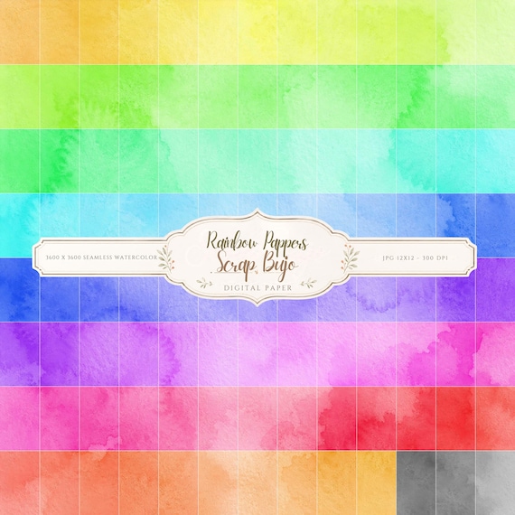 Pastel Watercolor Digital Paper Pack, Soft Rainbow Colors, Scrapbook Backgrounds (12×12 JPG)