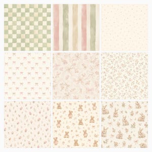 French Heirloom Nursery Digital Scrapbook Bundle, Watercolor Papers, Die Cuts (Digital Download) preview 4