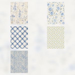 Blue Floral Digital Paper, Vintage Botanical Junk Journal Pages (8.5×11 JPG PDF) preview 6