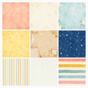 Colorful Watercolor School Scrapbook Papers, Stickers, Journal Cards (Digital Download) preview 2