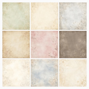 Aged Taupe Botanical Scrapbook Paper Bundle, Vintage Floral JPG Papers (12×12 inch) preview 2