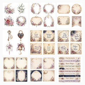 Mystic Moon Tarot Junk Journal Kit, Celestial Scrapbook Paper, Witchy Ephemera (Digital Download) preview 3