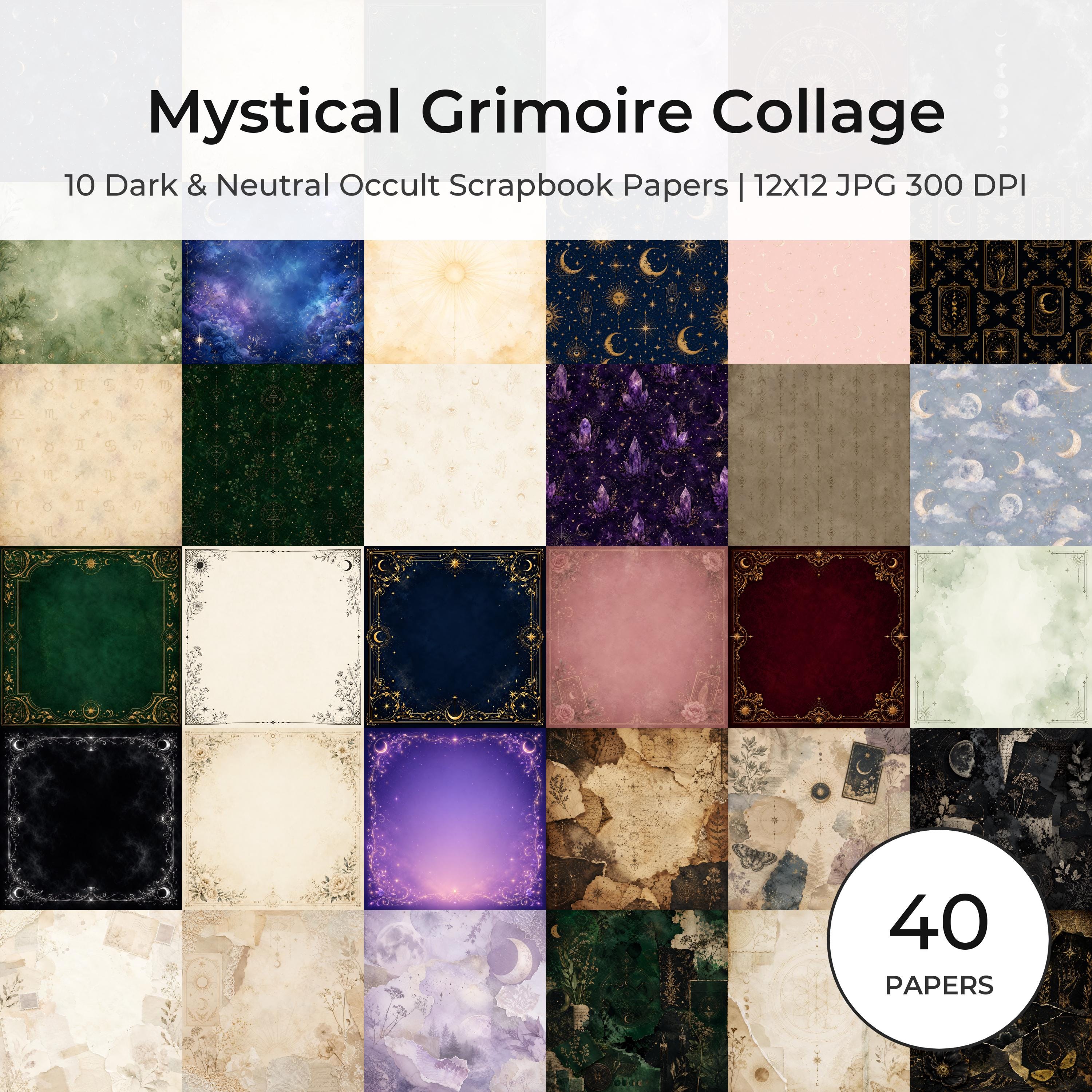 Mystical Grimoire Collage Papers
