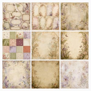 Fairy Junk Journal Papers, Vintage Botanical Digital Bundle (12×12 Inch, US Letter) preview 3
