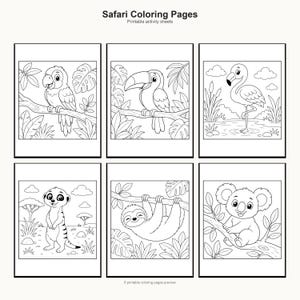 Safari Animals Coloring Pages | Baby Jungle Animals Printable Bundle (Digital Download) preview 5