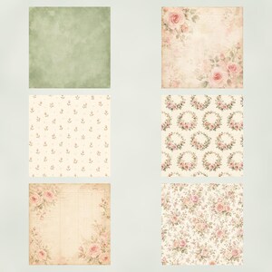 Shabby Chic Rose Garden Digital Paper Pack | Vintage Floral Scrapbook Pages (Digital Download) preview 5