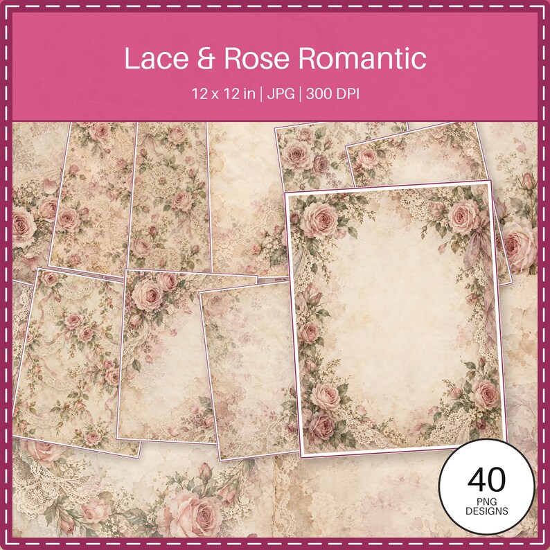 Pizzo e rosa romantici immagine 1