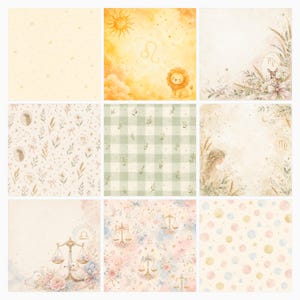 Baby Zodiac Digital Paper Pack, Celestial Nursery Scrapbook Kit, Astrology Clipart (12×12 JPG) preview 6