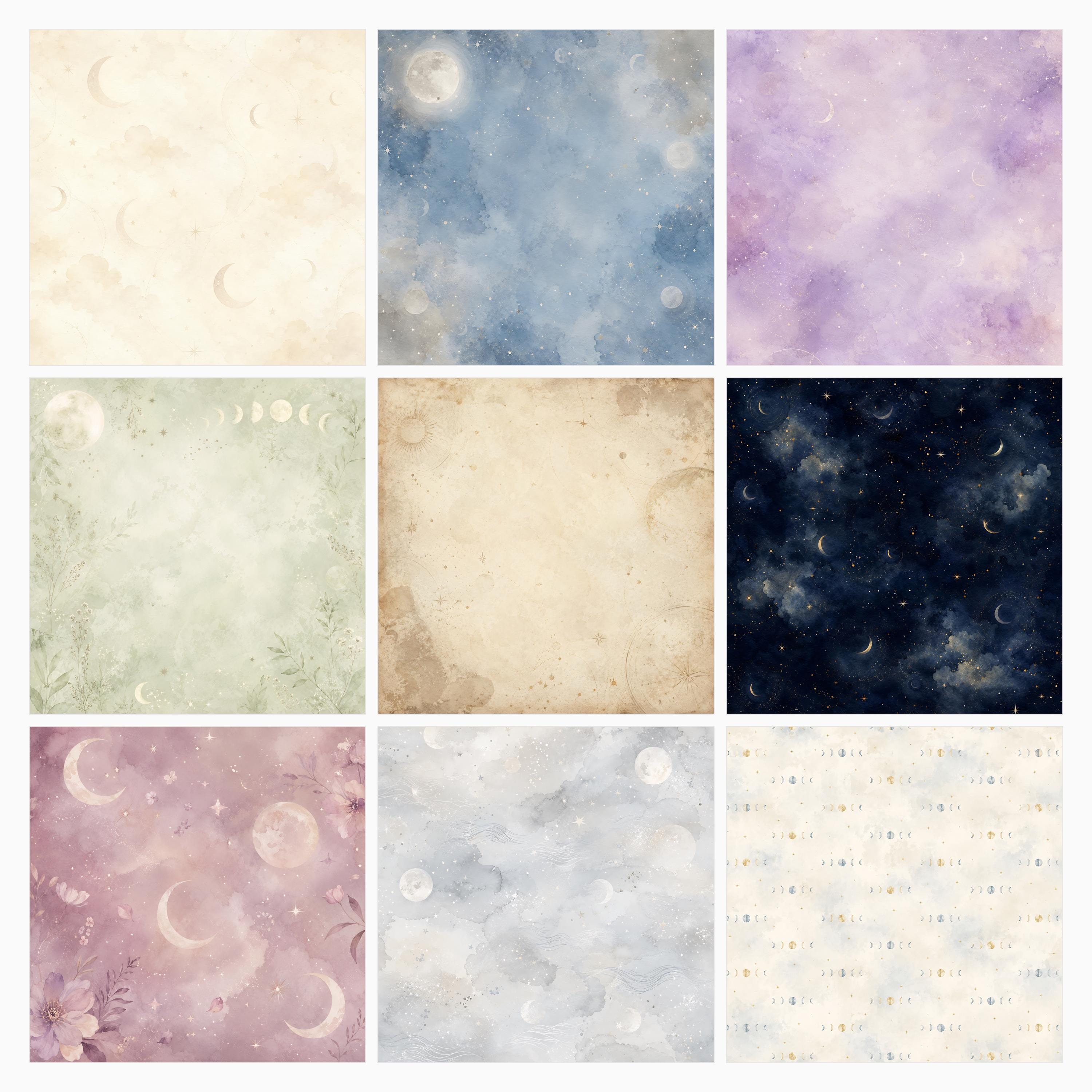 Mystic Moon Lunar Magic Scrapbook Papers, Celestial Die Cuts (Digital Download) paper preview 2