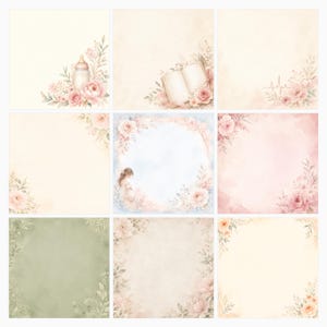 Maternity Watercolor Digital Paper Pack, Baby Shower Journal Cards (Digital Download) preview 3