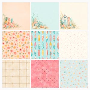 Summer Beach Watercolor Papers, Coastal Tropical Junk Journal (Digital Download) preview 4