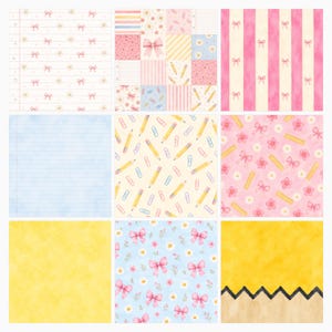 Pink Back To School Digital Paper Pack, Kawaii Classroom Patterns, Bows, Pencils (Digital Download) preview 2