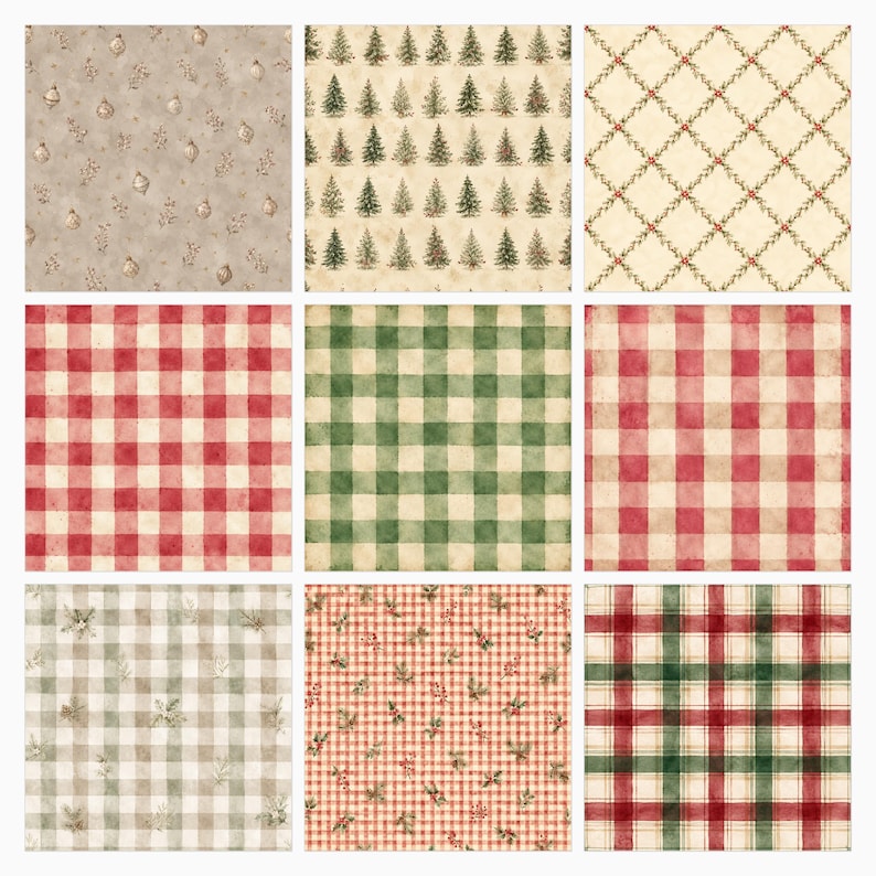 Vintage Christmas Digital Paper Collection (113 JPG) paper preview 5