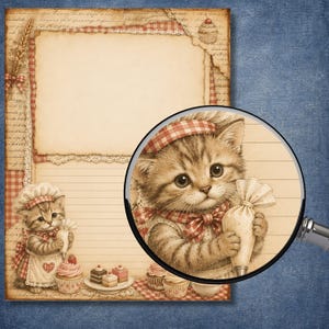 Sweet Bakery Junk Journal Kit, Vintage Recipe Pages, Scrapbook Papers (Digital Download) preview 3