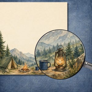 Rustic Father’s Day Digital Paper Pack, BBQ Fishing Tools Journal Cards (Digital Download) preview 2