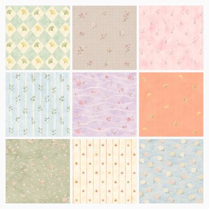 Japanese Floral Digital Papers Bundle | Watercolor Sakura, Ginkgo, Bamboo Patterns (12×12 JPG) preview 4