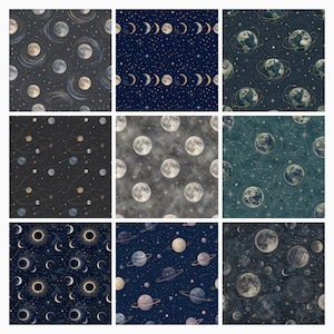 Celestial Digital Paper Pack, Earth Moon Planets Scrapbook Backgrounds (Digital Download) preview 4