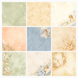 Golden Angel Nursery Papers, Watercolor Baby Angel Die Cuts (Digital Download) preview 4