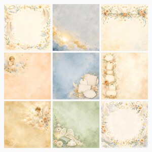 Golden Angel Nursery Papers, Watercolor Baby Angel Die Cuts (Digital Download) preview 5