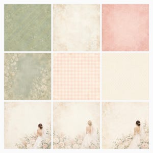 Elegant Wedding Paper Pack, Blush Sage Floral Lace Junk Journal Kit (49 JPG, 16 PNG) preview 4