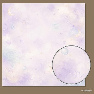 Scorpio Baby Zodiac Watercolor Papers, Celestial Nursery Scrapbook Pack (Digital Download) preview 6